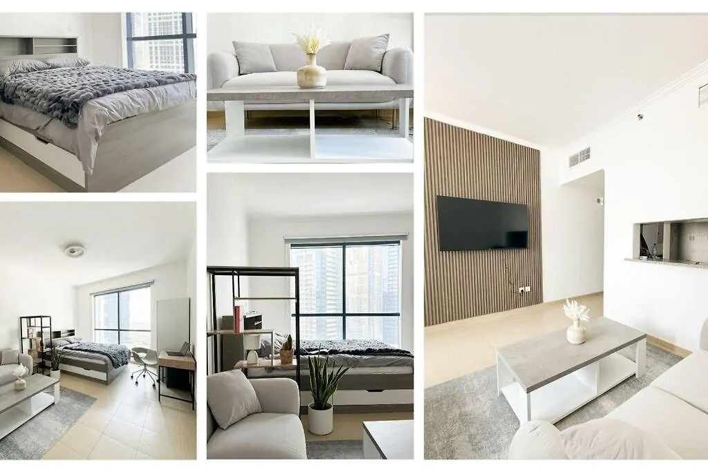 Cosy Modern Studio With Lake View And Rooftop Pool In Jlt Dubaj